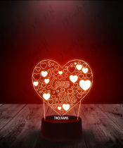 Lampka LED 3D Plexido Prezent na Walentynki Love Serce Serca - 1
