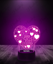 Lampka LED 3D Plexido Prezent na Walentynki Love Serce Serca - 3