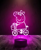 Lampka LED 3D Plexido Świnka Peppa na Rowerze