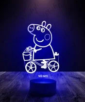 Lampka LED 3D Plexido Świnka Peppa na Rowerze