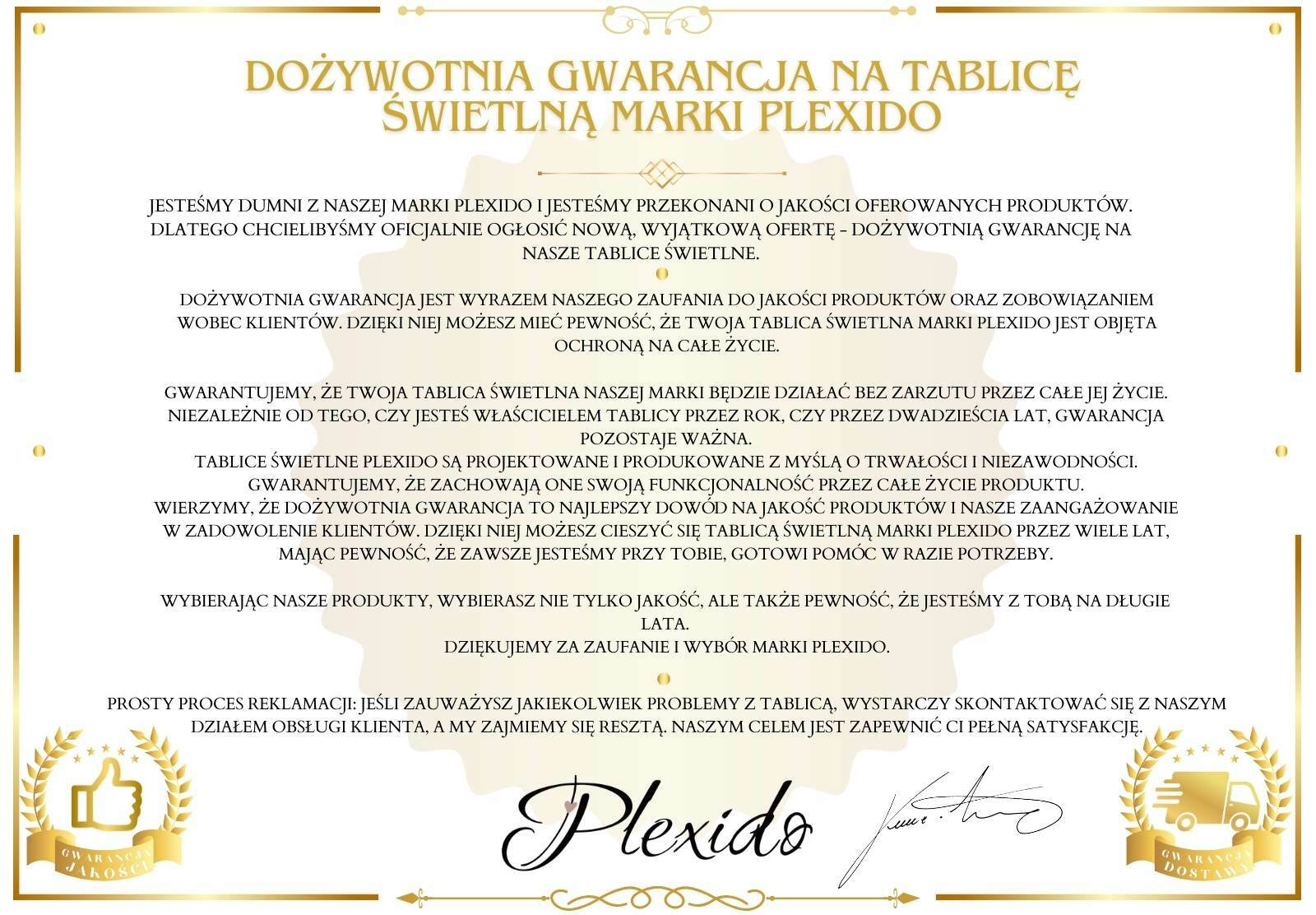 gwarancja plexido