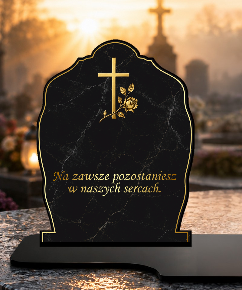 Znicz Tabliczka marmurowa z odzobnym szczytem UV