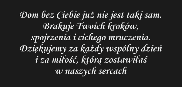 Dom bez Ciebie już nie jest taki sam. Brakuje…