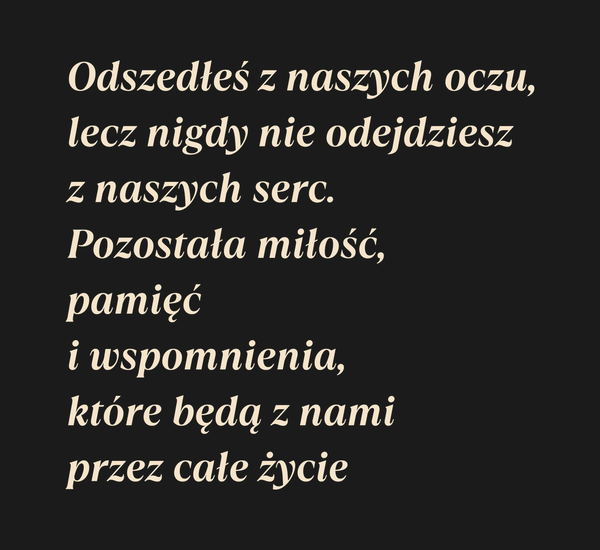 Od Kogo Dla Kogo Odszedłeś z naszych oczu, lecz…