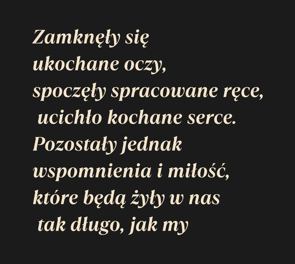 Od Kogo Dla Kogo Zamknęły się ukochane oczy,…