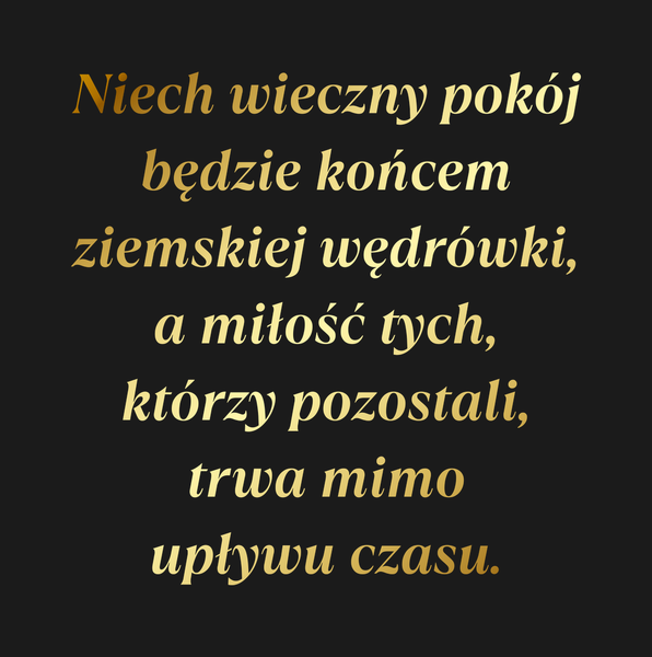 Od Kogo Niech wieczny pokój będzie końcem ziemskiej…