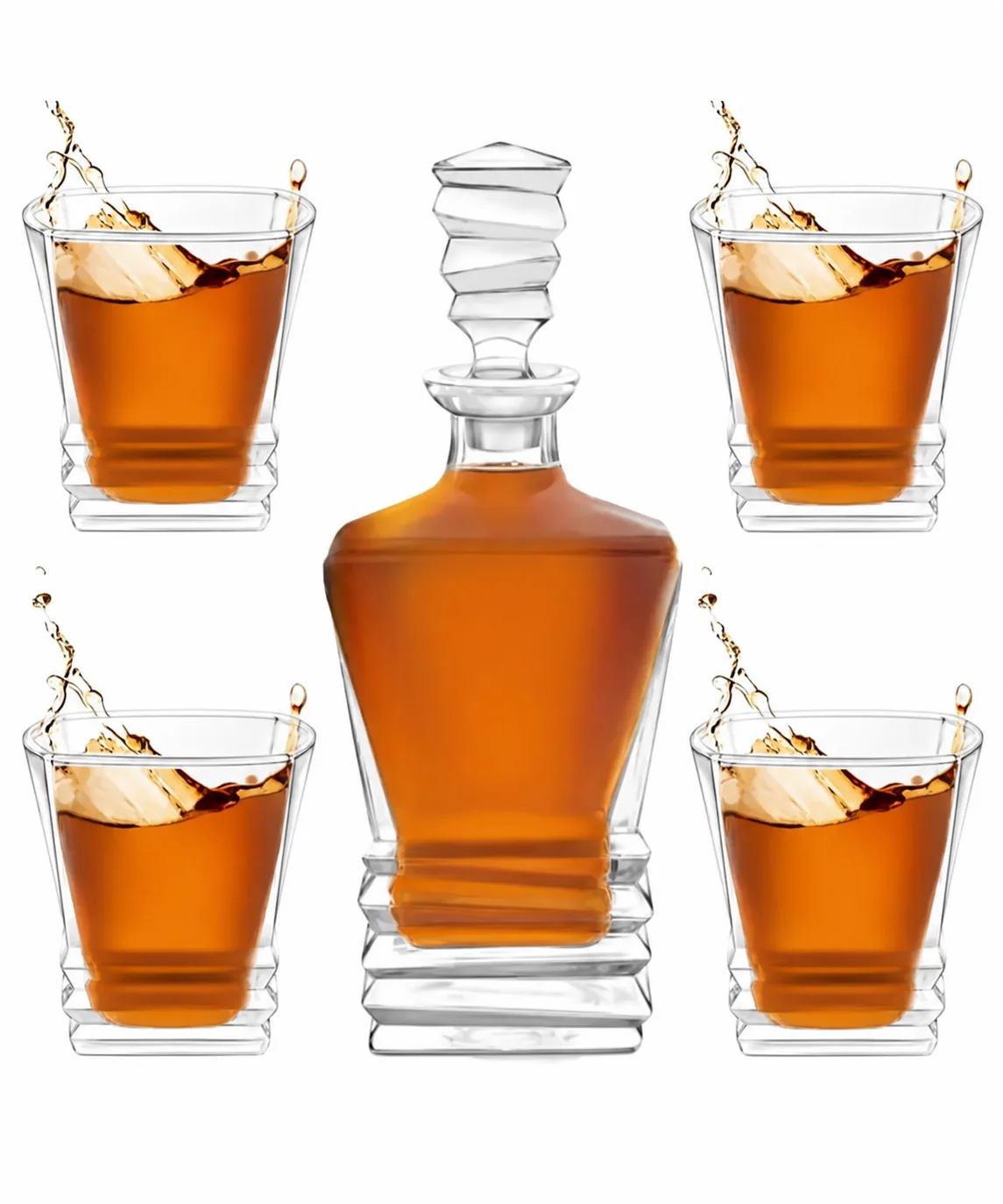Podgląd produktu Whiskey Carafe + Glasses Engraved Gift Set Geometric