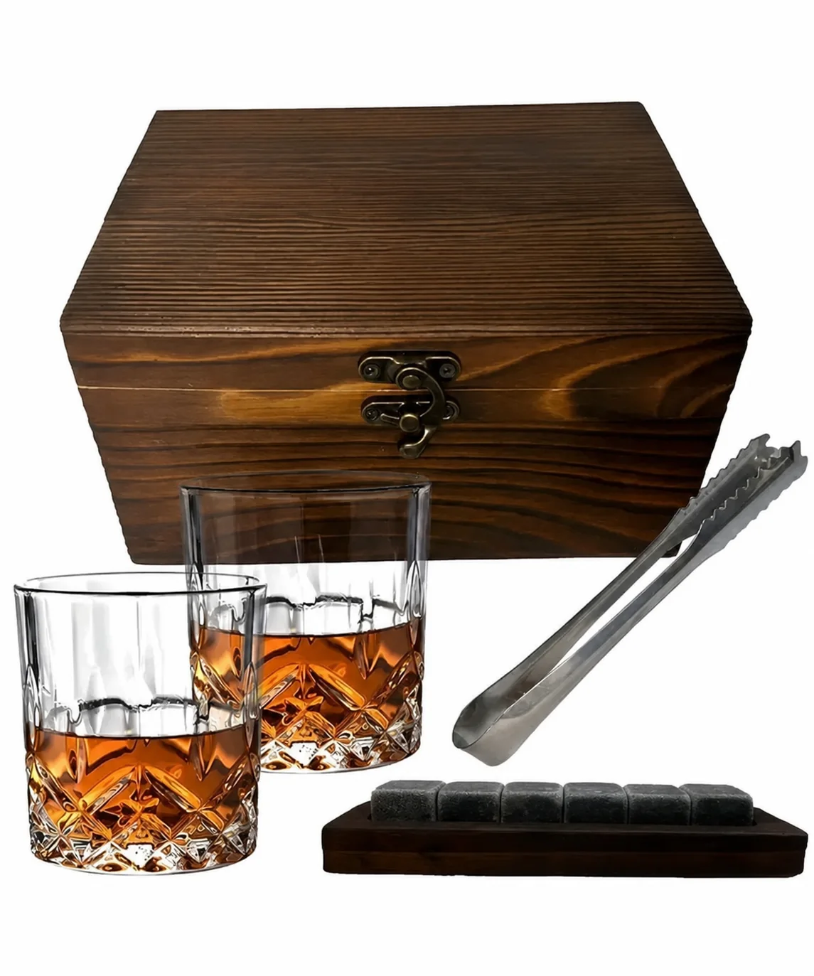 Podgląd produktu Engraved Wooden Box with Whiskey Glasses as a Gift